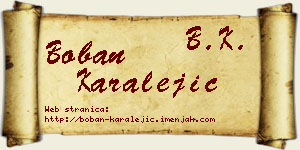 Boban Karalejić vizit kartica
